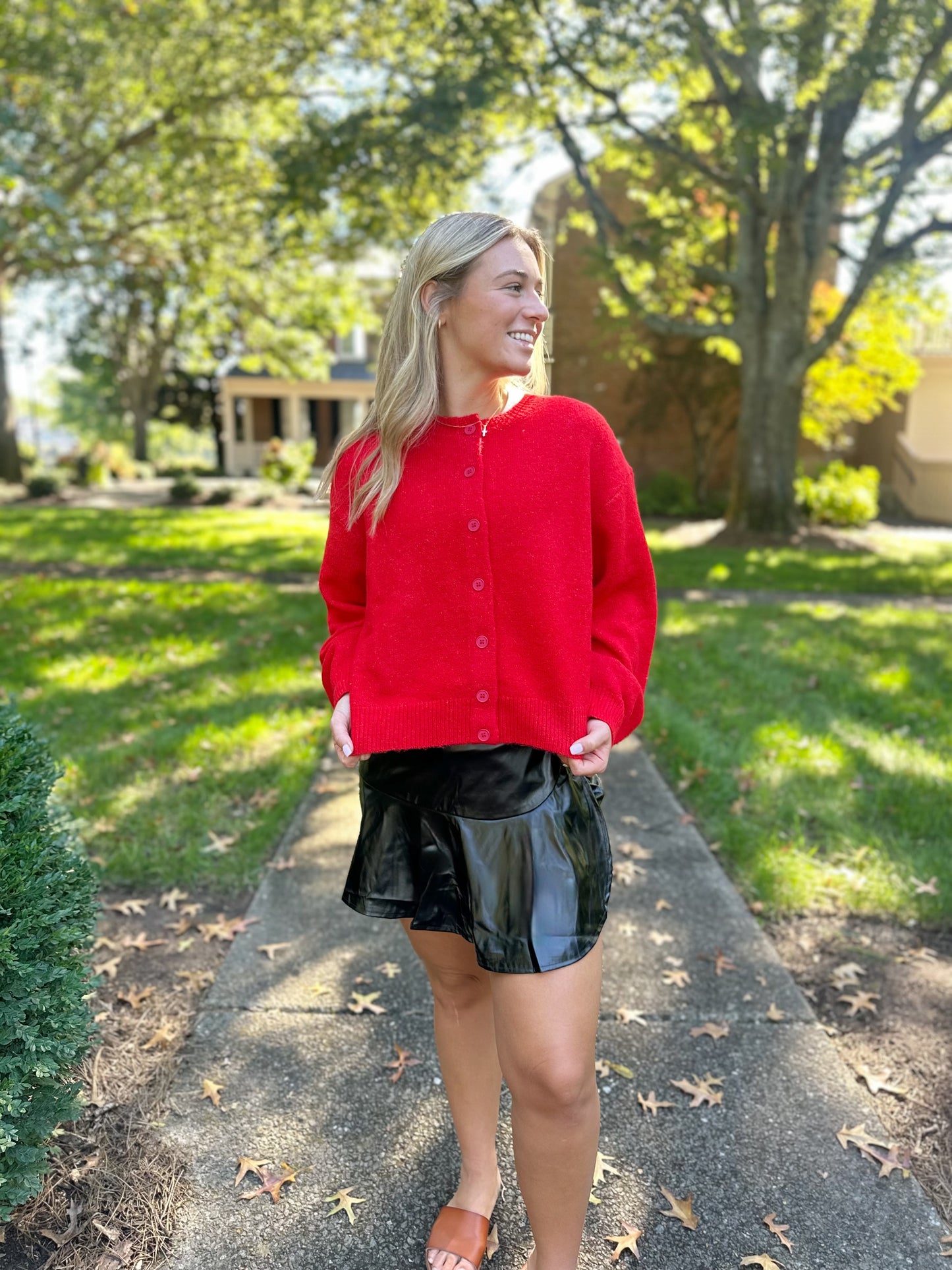 Red Cardigan Sweater