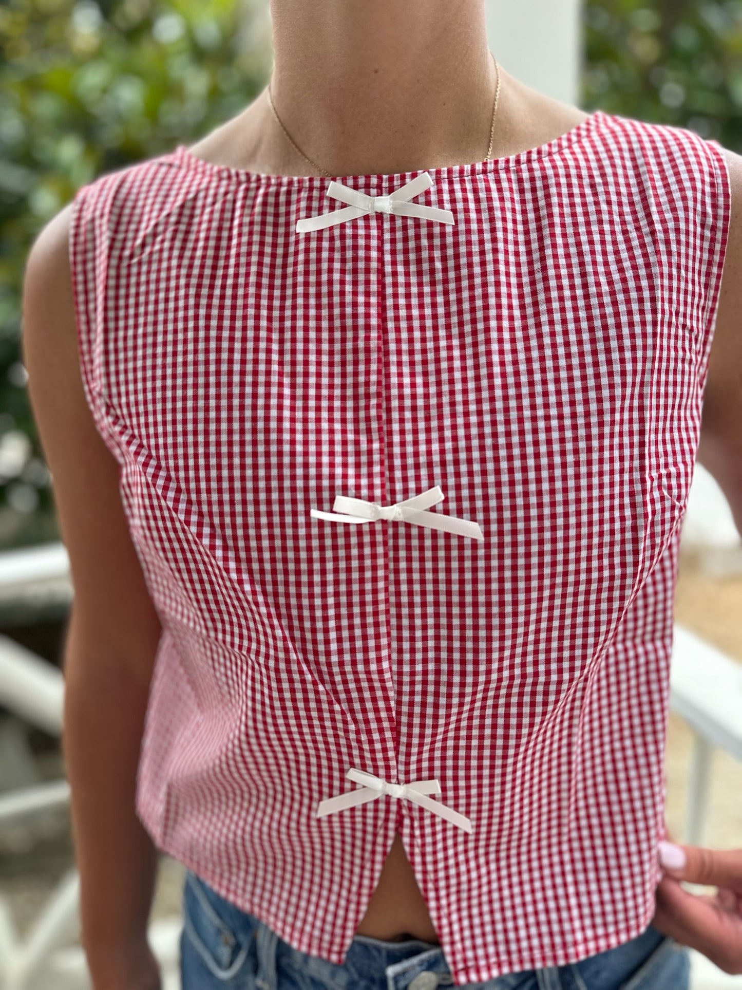 Kylie Bow Gingham Top