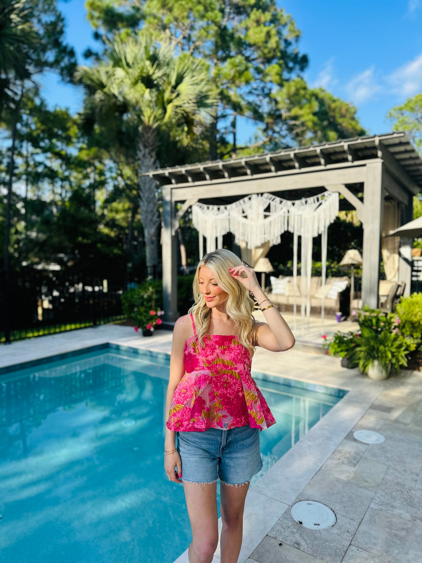 Pink Organza Floral Top