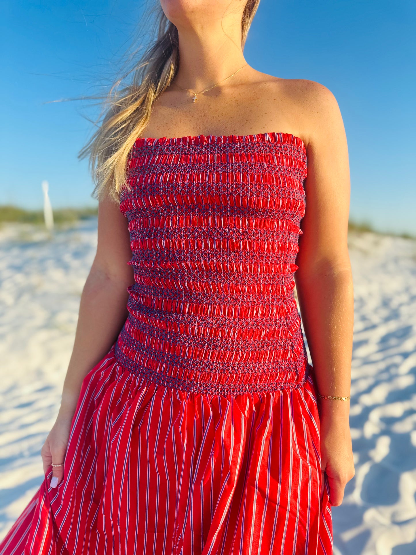 Red & Blue Tube Dress