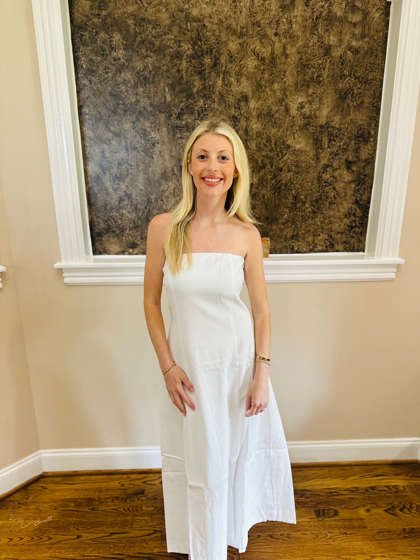Strapless White Maxi