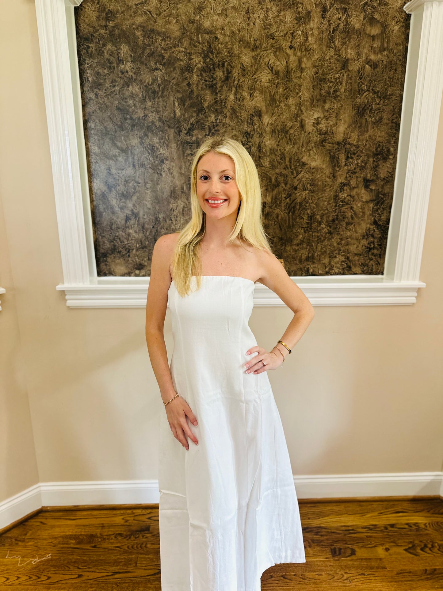 Strapless White Maxi