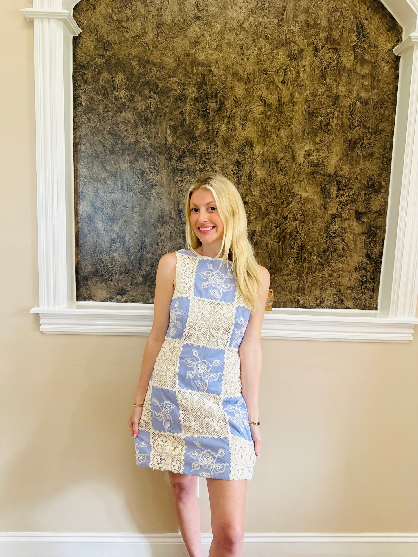 Blue & White Lace Dress