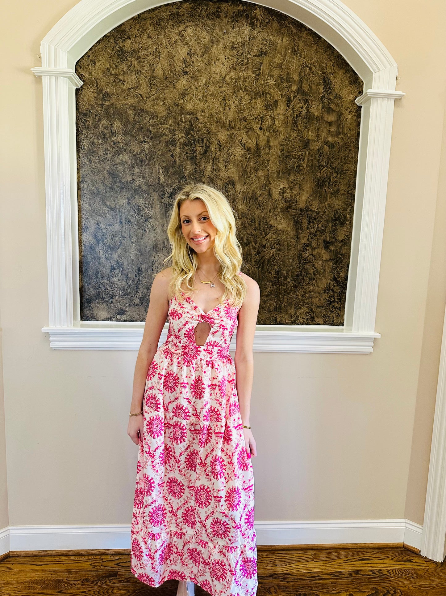 Pink Print Midi