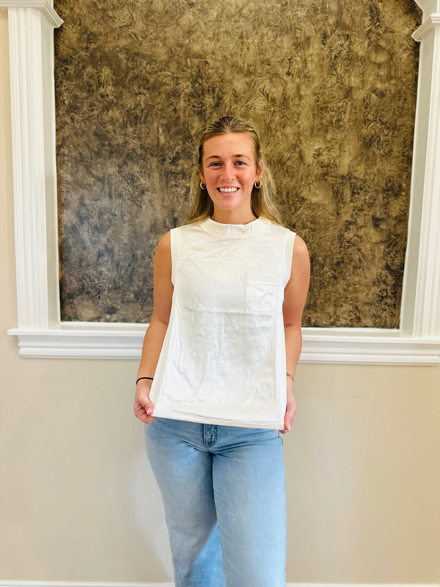 Cream Silk Tank