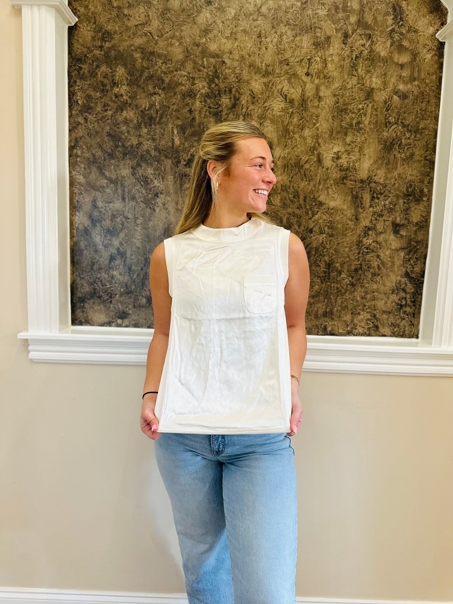 Cream Silk Tank