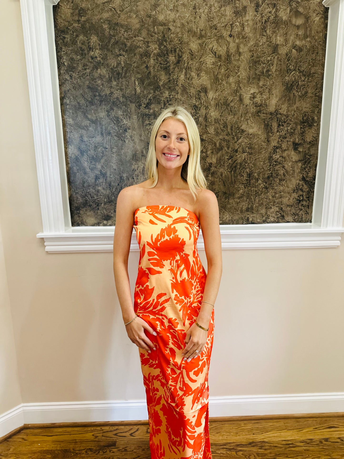 Orange Floral Maxi Dress
