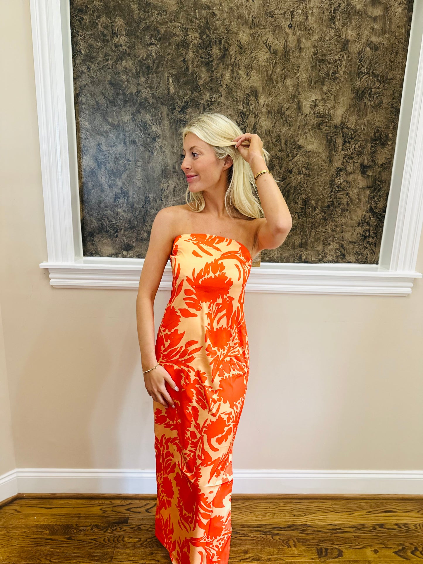 Orange Floral Maxi Dress