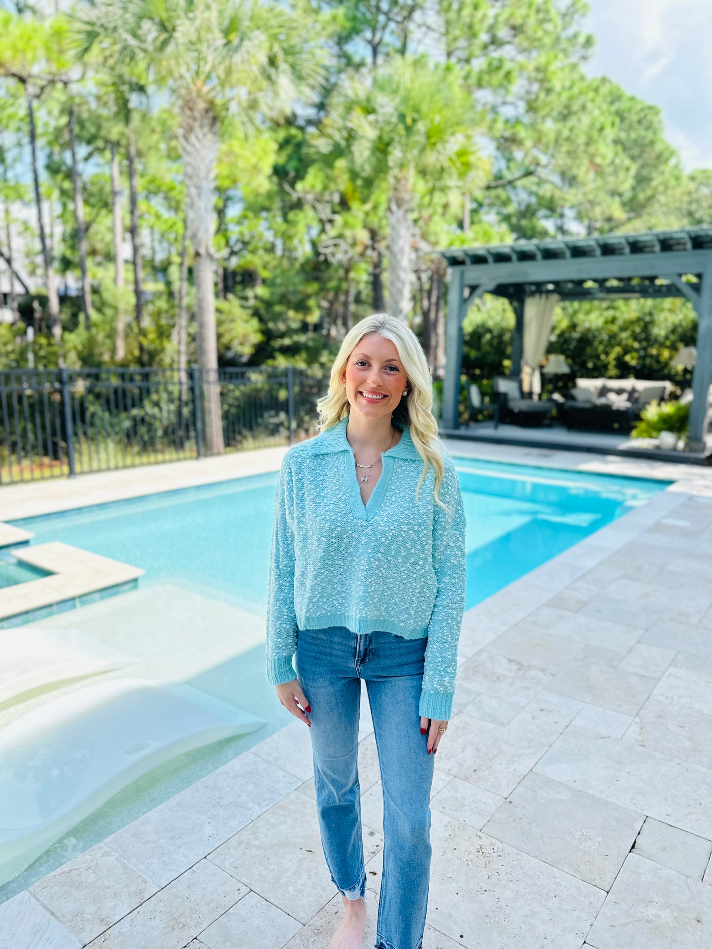 Tiffany Blue Cropped Sweater