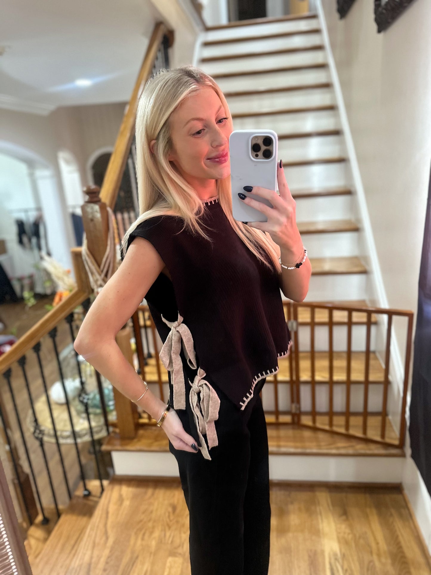 Taupe & Black Knit Sweater