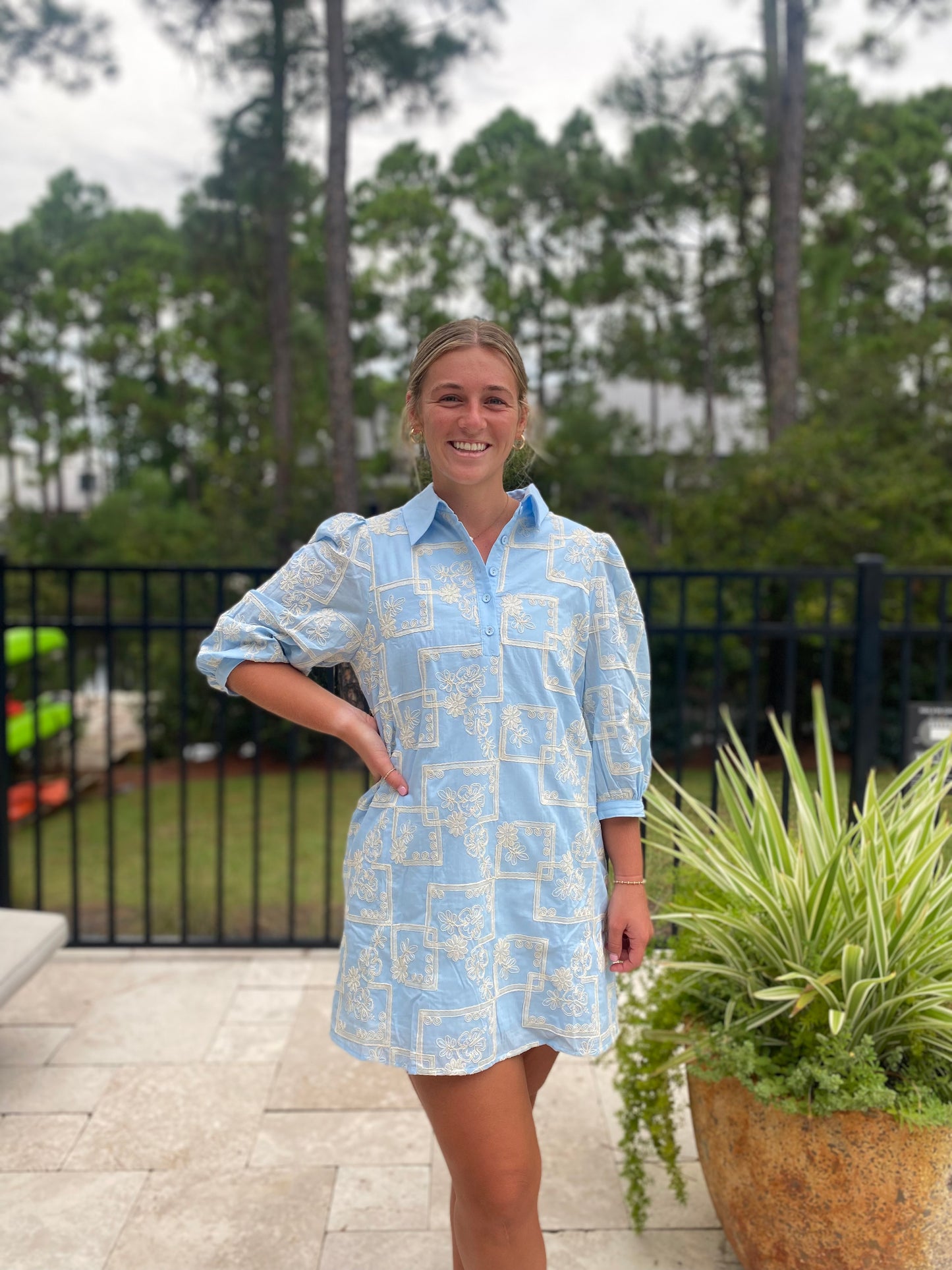 Oxford Powder Blue Mini Dress