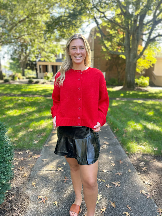 Red Cardigan Sweater
