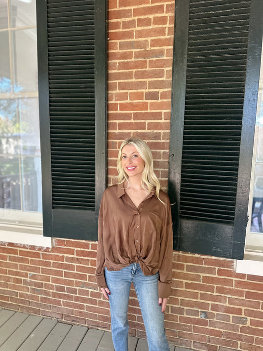 Satin Button Down