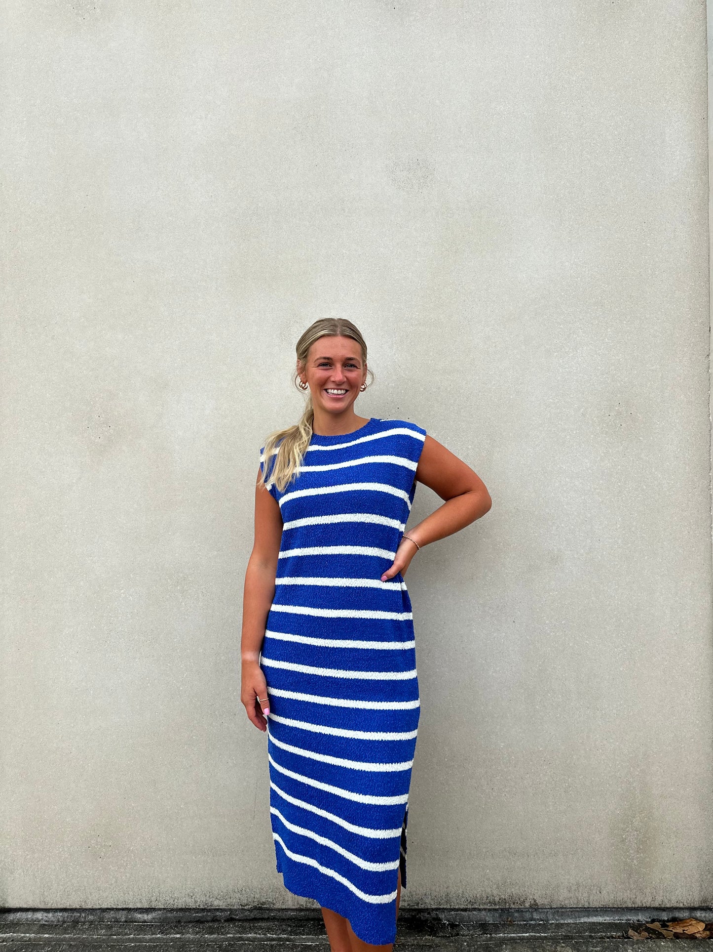 Blue and White Striped Dress