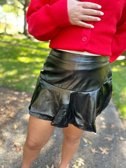 Faux Leather Mini Skort