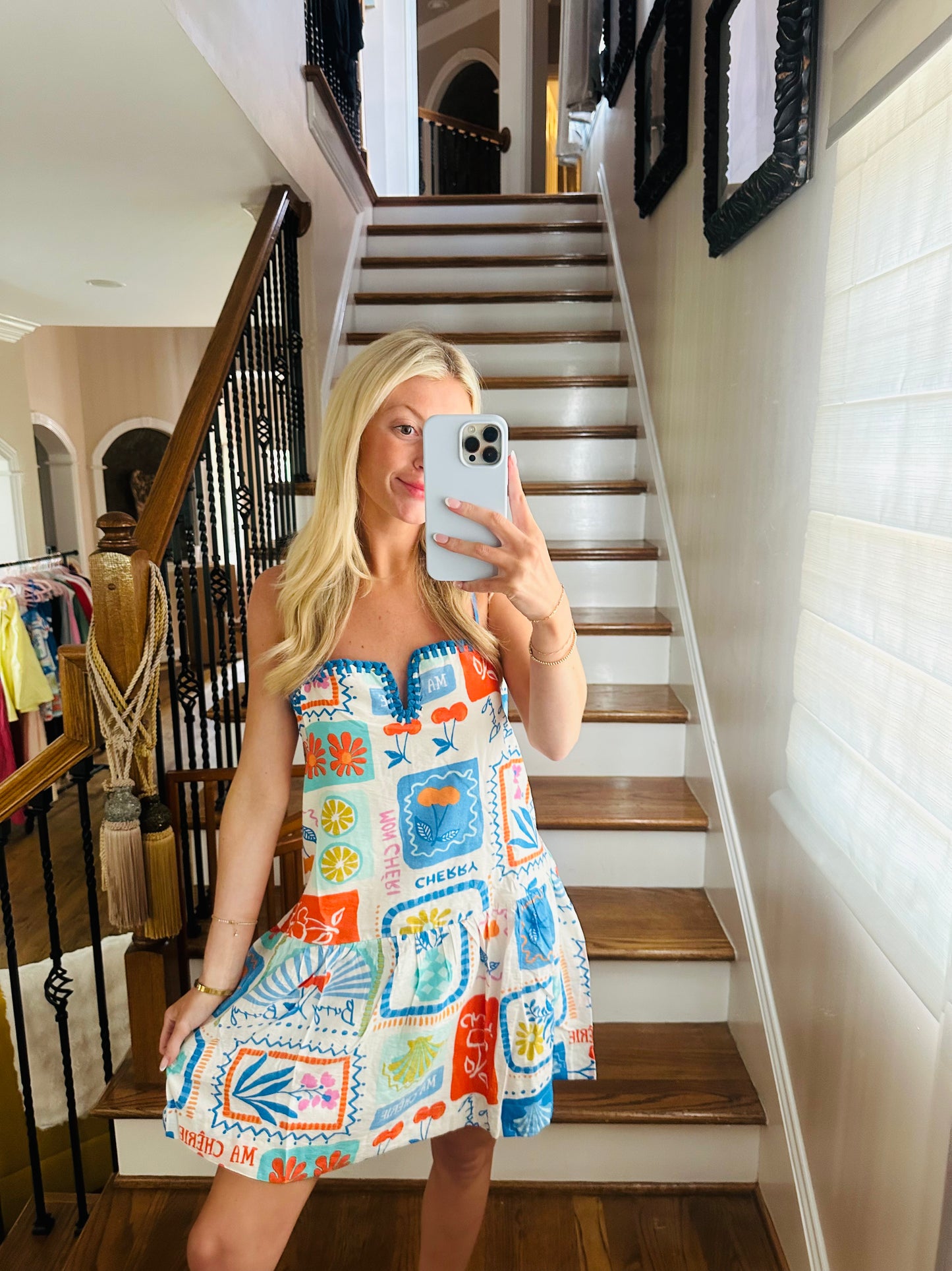 Paradise Print Drop Waist Mini Dress