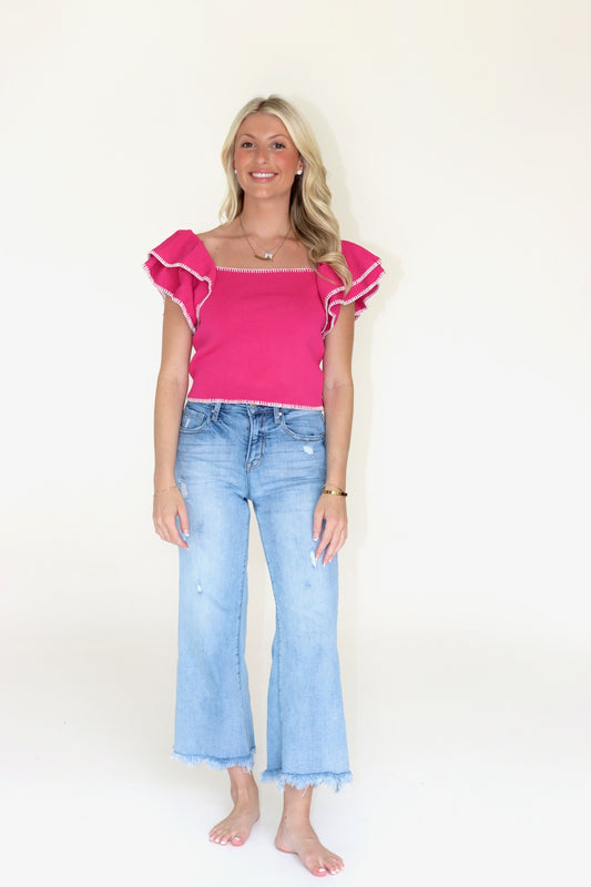 Fuchsia Ruffle Top