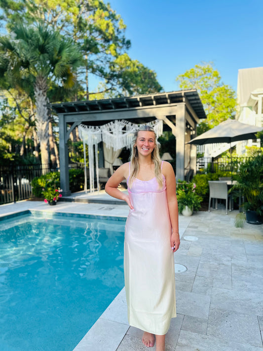 Pink Ombre Sleeveless Midi Dress