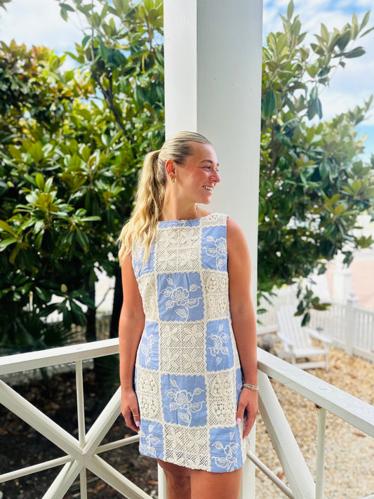 Blue & White Lace Dress