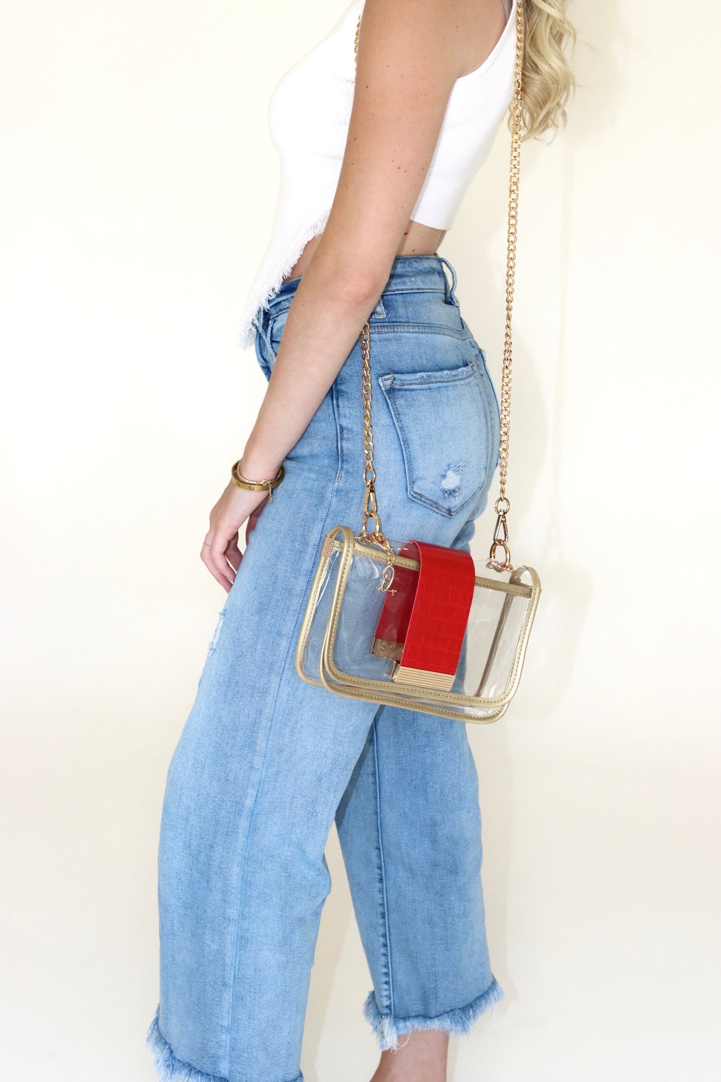 Red Clear Bag With Gold Chain