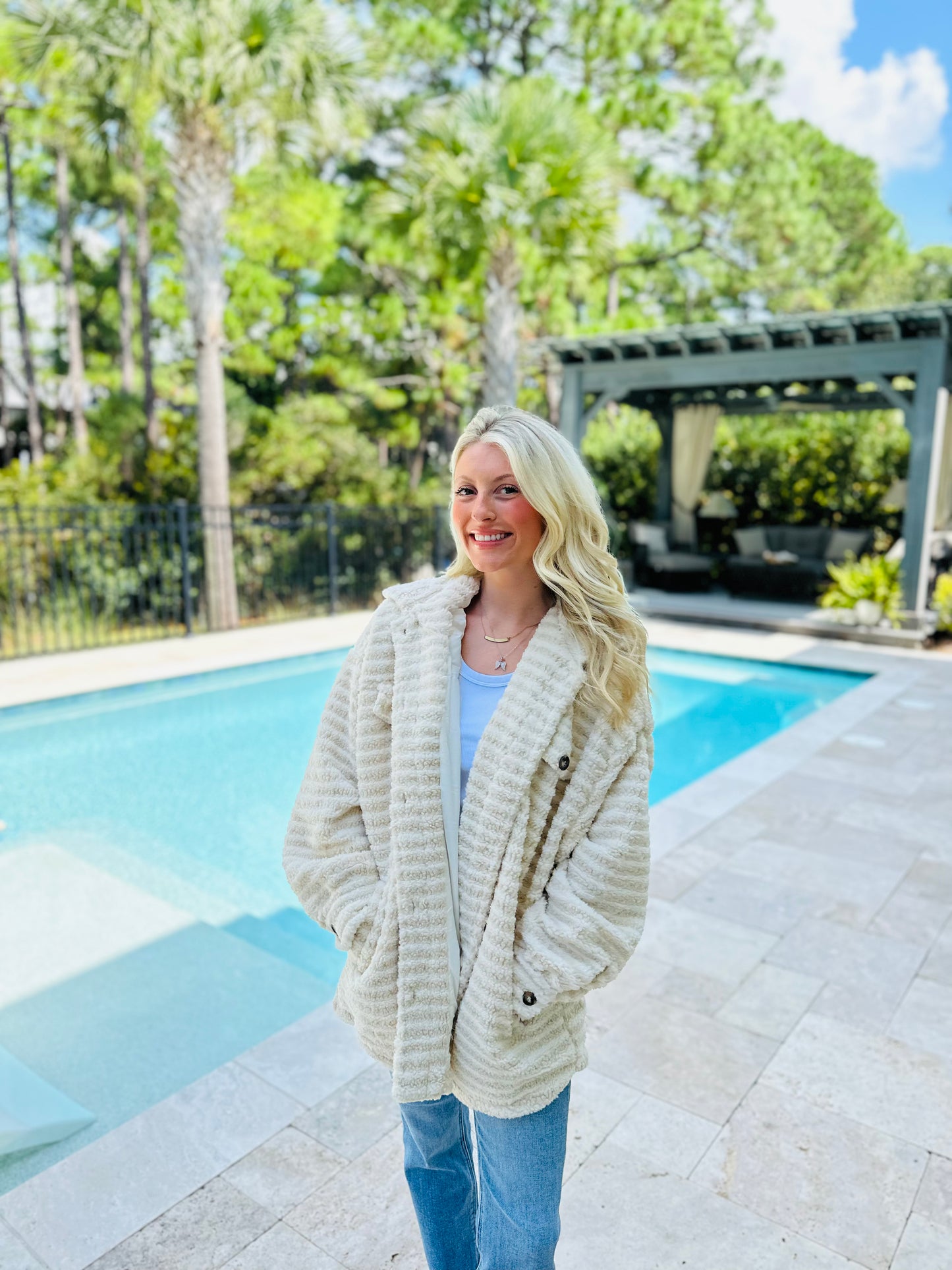 Ivory & Teddy Striped Jacket