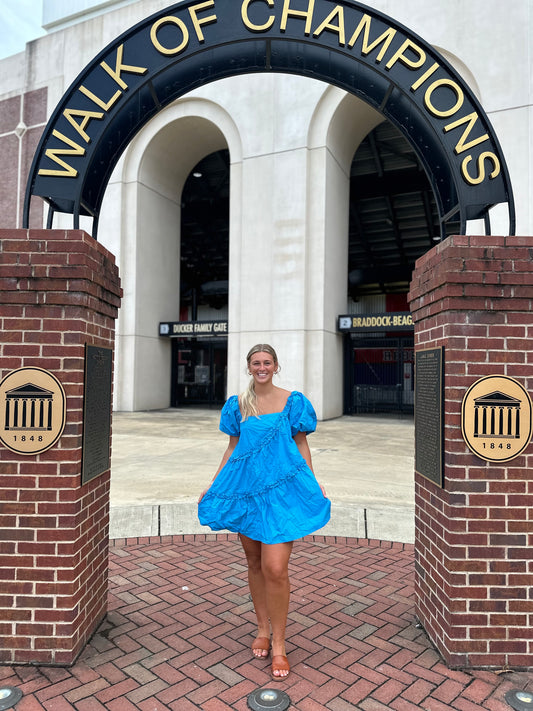 Ruffled Puffy Sleeve Mini Dress