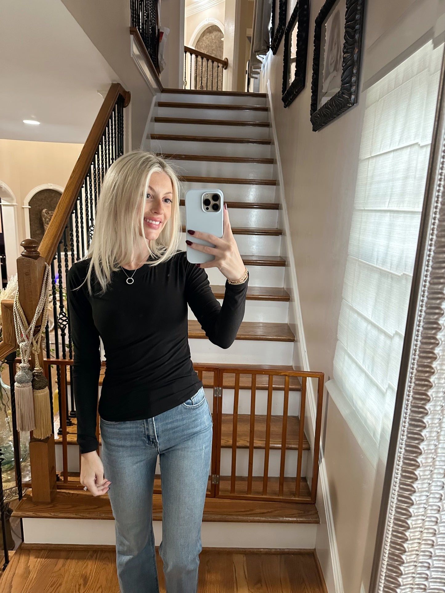 Black Soft Knit Long Sleeve Tee