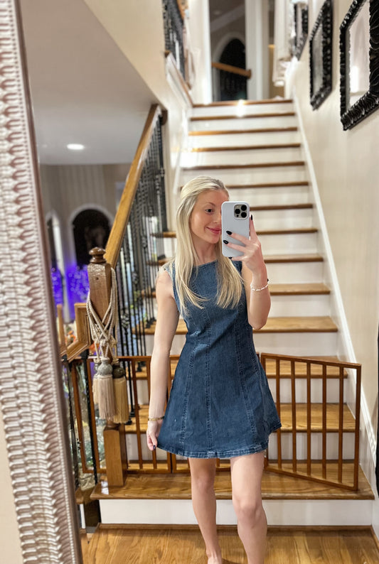 Round Neck Sleeveless Denim Dress